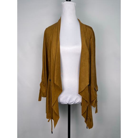 Torrid Cognac Faux Suede Drape Front Anorak Jacket Size 1 - Picture 1 of 7